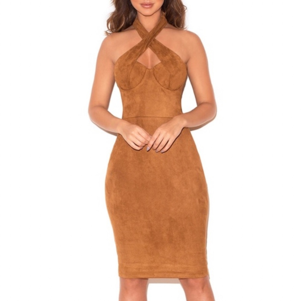 House of CB Suede Midi Dress